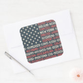Verenigde Staten van Amerika |Staten en hoofdstede Vierkante Sticker (Envelop)