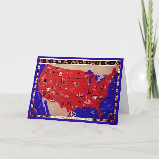 Verenigde Staten van Amerika Travel Bureau Kaart (Voorkant)