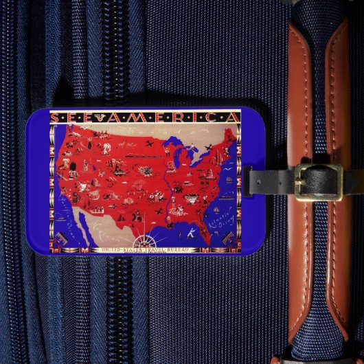  Verenigde Staten van Amerika Travel Bureau Kaart Bagagelabel (Voorkant Insitu 4)