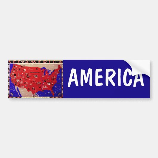  Verenigde Staten van Amerika Travel Bureau Kaart Bumpersticker (Voorkant)