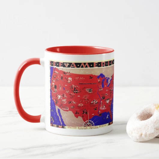  Verenigde Staten van Amerika Travel Bureau Kaart Mok (Met donut)