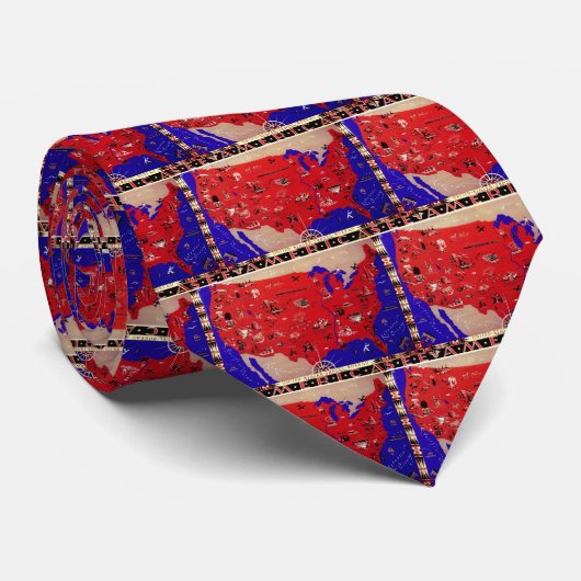  Verenigde Staten van Amerika Travel Bureau Kaart Stropdas (Opgerold)