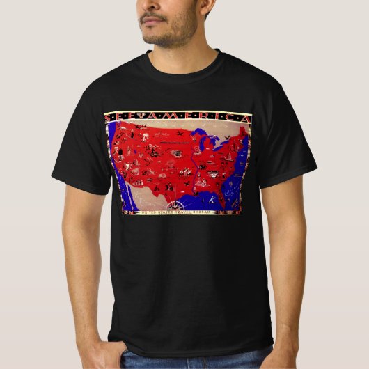  Verenigde Staten van Amerika Travel Bureau Kaart T-shirt (Voorkant)