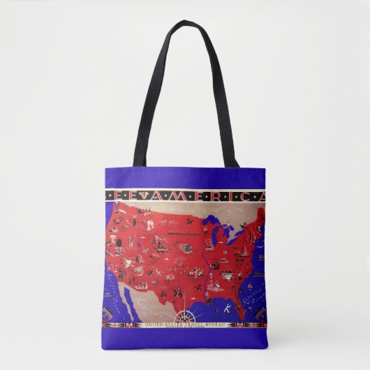  Verenigde Staten van Amerika Travel Bureau Kaart Tote Bag (Voorkant)