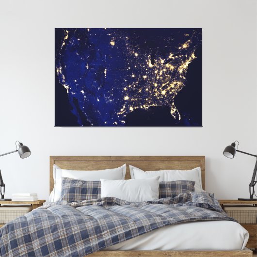 Verenigde Staten van Amerika vanuit de ruimte Canvas Afdruk (Insitu (Slaapkamer))