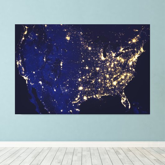 Verenigde Staten van Amerika vanuit de ruimte Canvas Afdruk (Insitu (Houten vloer))