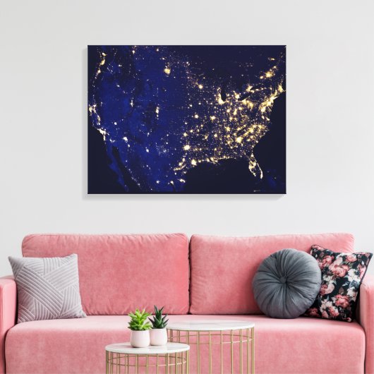 Verenigde Staten van Amerika vanuit de ruimte Canvas Afdruk (Insitu (Woonkamer))