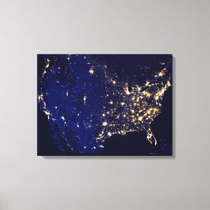 Verenigde Staten van Amerika vanuit de ruimte Canvas Afdruk