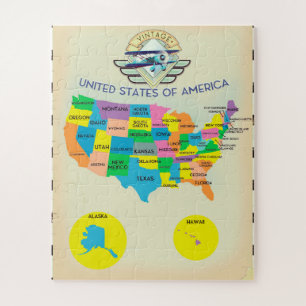 Verenigde Staten van Amerika vintage stijl kaart Legpuzzel