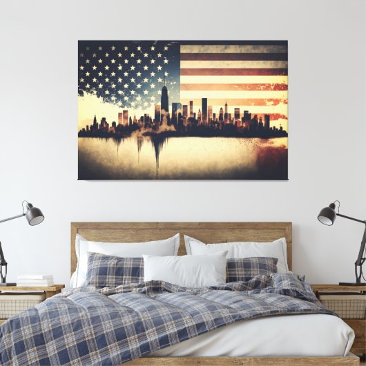 Verenigde Staten van Amerika Vlag Canvas Afbeeldin (Insitu (Slaapkamer))