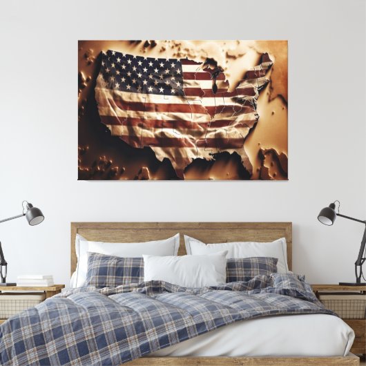 Verenigde Staten van Amerika Vlag Canvas Afbeeldin Afdruk (Insitu (Slaapkamer))