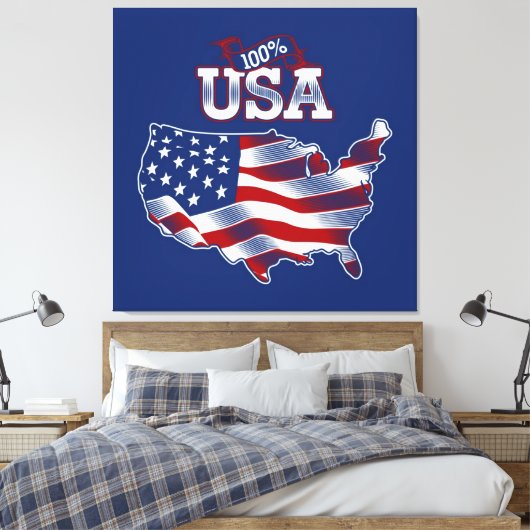 Verenigde Staten van Amerika Vlag Canvas Afbeeldin Afdruk (Insitu (Slaapkamer))