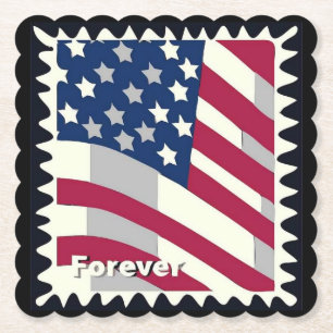 VERENIGDE STATEN VAN AMERIKA VLAG FOREVER STEMPEL KARTONNEN ONDERZETTERS