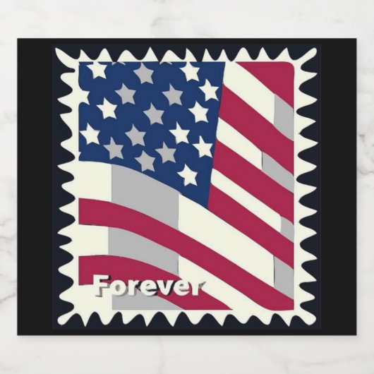 VERENIGDE STATEN VAN AMERIKA VLAG FOREVER STEMPEL SPARKLING WIJNETIKET (Enkel label)