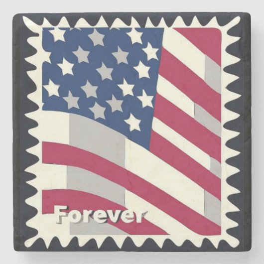 VERENIGDE STATEN VAN AMERIKA VLAG FOREVER STEMPEL STENEN ONDERZETTER (Voorkant)