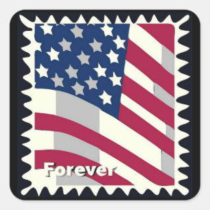 VERENIGDE STATEN VAN AMERIKA VLAG FOREVER STEMPEL VIERKANTE STICKER