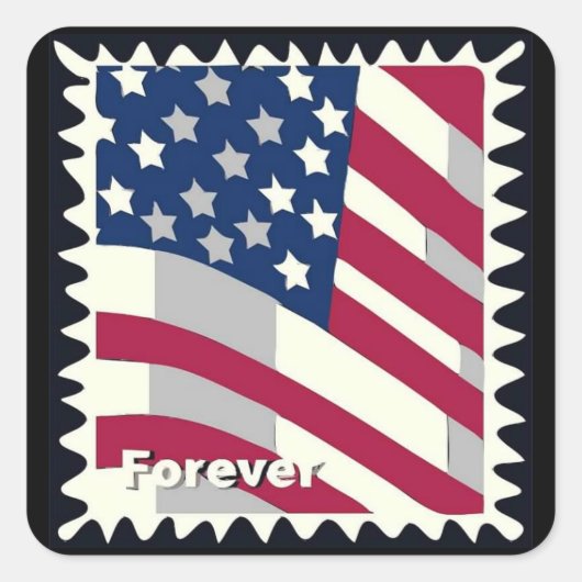 VERENIGDE STATEN VAN AMERIKA VLAG FOREVER STEMPEL VIERKANTE STICKER (Voorkant)