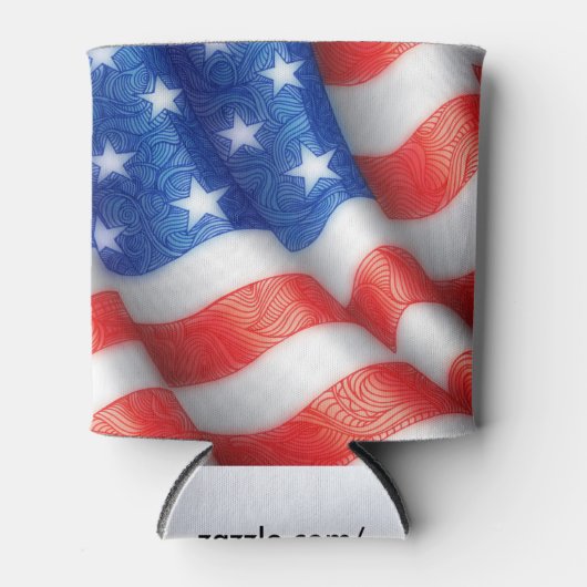 Verenigde Staten van Amerika Wavy Flag Zen Doodle  Blikjeskoeler (Voorkant)