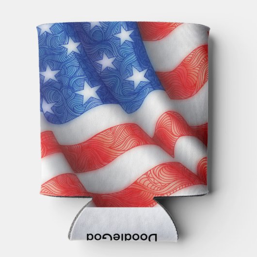 Verenigde Staten van Amerika Wavy Flag Zen Doodle  Blikjeskoeler (Achterkant)