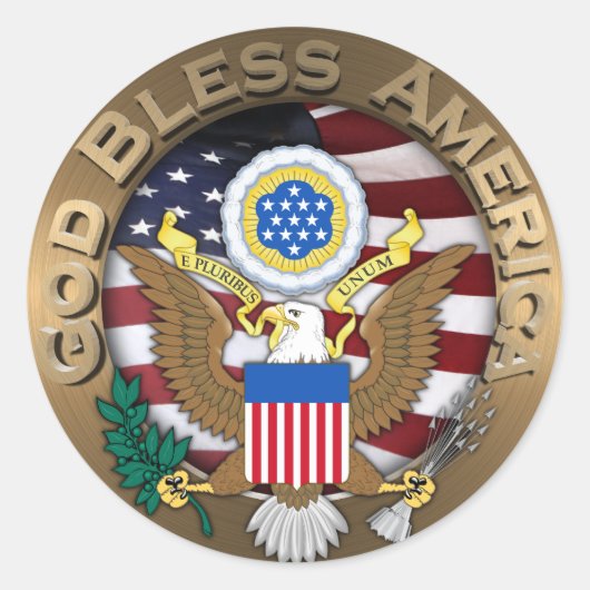 Verenigde Staten van Amerika zeehond - God zegene  Ronde Sticker (Voorkant)