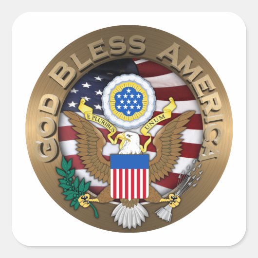 Verenigde Staten van Amerika zeehond - God zegene  Vierkante Sticker (Voorkant)