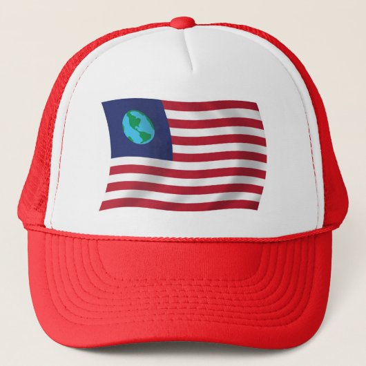 Verenigde Staten van de Aarde Vlag Hoed Trucker Pet (Voorkant)