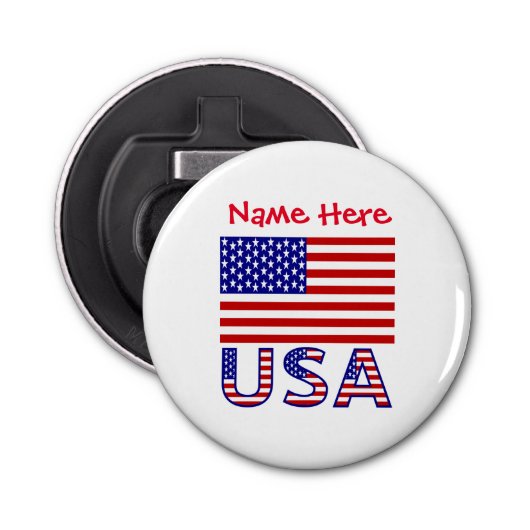 Verenigde Staten Verenigde Staten Amerika Vlag Roo Button Flesopener (Voorkant)