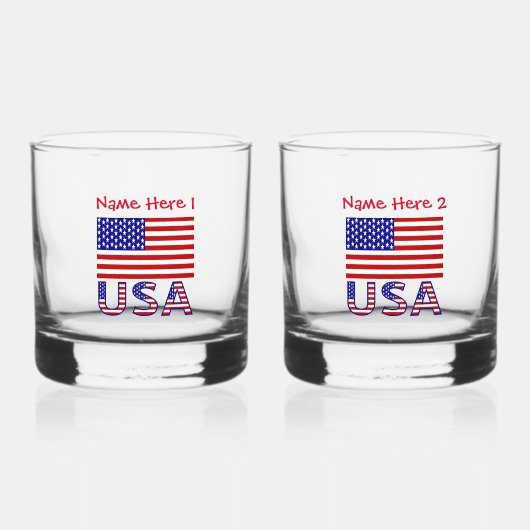 Verenigde Staten Verenigde Staten Amerika Vlag Roo Whisky Glas (Voorkant)