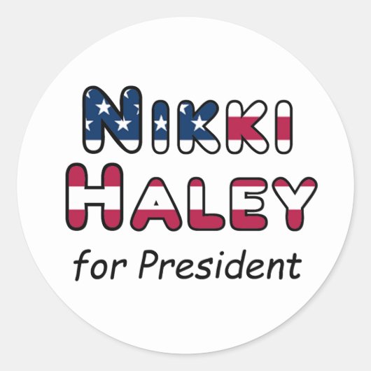 Verenigde Staten Verkiezing Haley voor President Ronde Sticker (Voorkant)