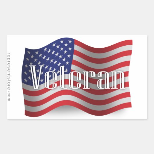 Verenigde Staten Veteran Waving Flag Rechthoekige Sticker (Voorkant)