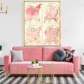 Verenigde Staten-vitaliteitskaarten Canvas Afdruk (Insitu (Woonkamer))