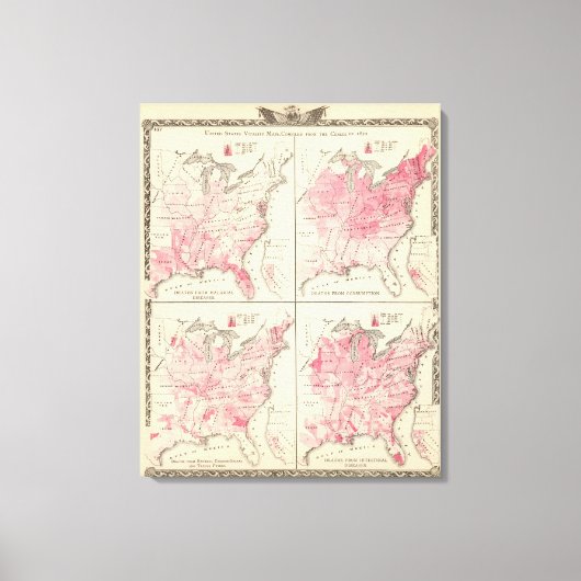 Verenigde Staten-vitaliteitskaarten Canvas Afdruk (Voorkant)