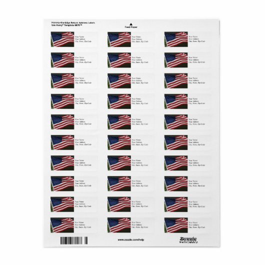 Verenigde Staten Vlag Adres Label (Full Sheet)