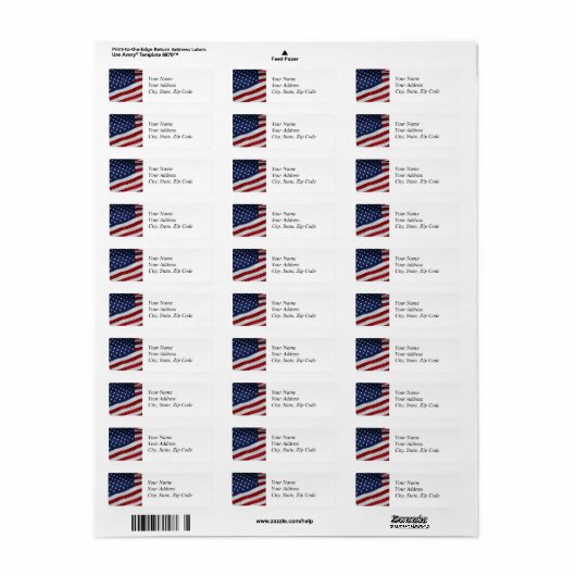 Verenigde Staten Vlag Adres Label (Full Sheet)