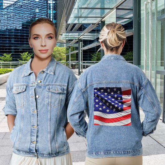 Verenigde Staten Vlag Amerika Rood Wit Blauw Patri Denim Jacket