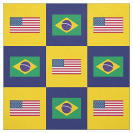 Verenigde Staten Vlag, Brazilië Vlag op blauw & ge Stof