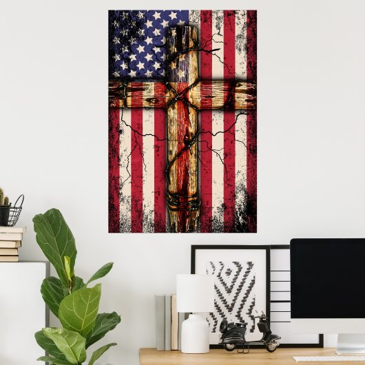  Verenigde Staten vlag Christelijk Poster (Thuiskantoor)