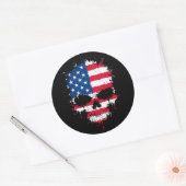 Verenigde Staten Vlag Dripping Splatter Skull Ronde Sticker (Envelop)