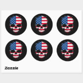 Verenigde Staten Vlag Dripping Splatter Skull Ronde Sticker (Vel)