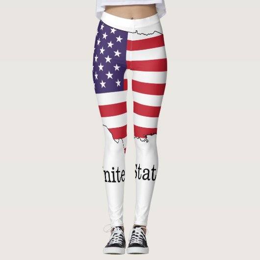 Verenigde Staten Vlag en Kaart Souvenir Design Leggings (Voorkant)
