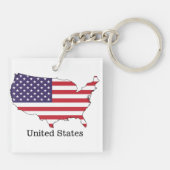 Verenigde Staten Vlag en Kaart Souvenir Design Sleutelhanger (Achterkant)