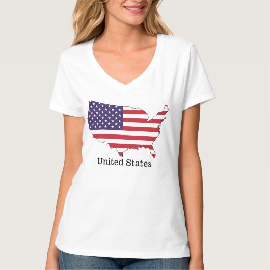 Verenigde Staten Vlag en Kaart Souvenir Design T-shirt (Voorkant)