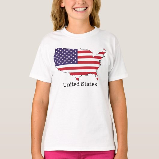 Verenigde Staten Vlag en Kaart Souvenir Design T-shirt (Voorkant)