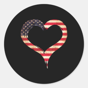 Verenigde Staten Vlag Hart Amerikaanse Patriottisc Ronde Sticker