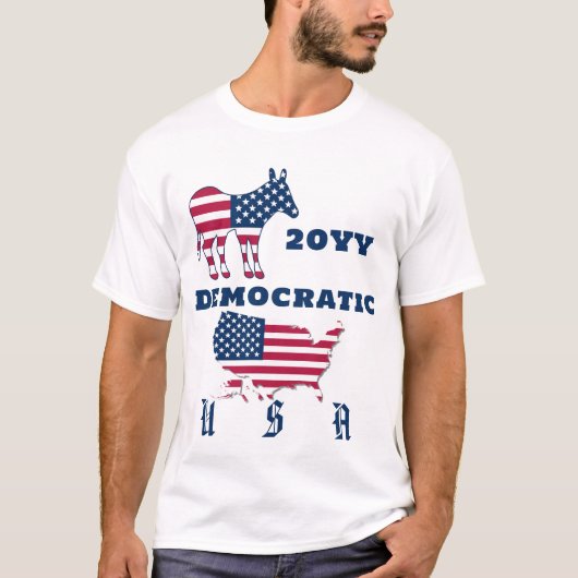 Verenigde Staten Vlag Kaart Democratische Partij D T-shirt (Voorkant)