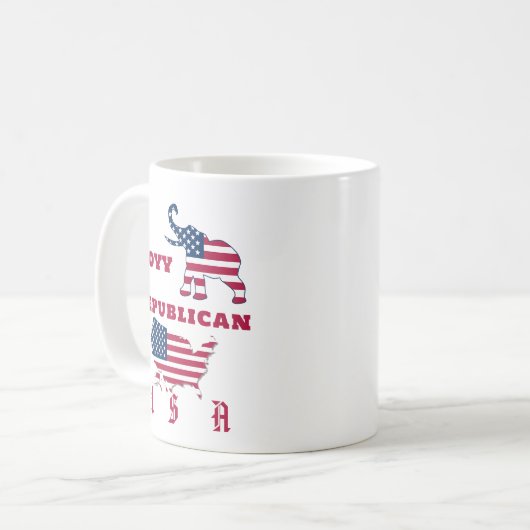 Verenigde Staten Vlag Kaart Republikeinse Partij O Koffiemok (Voorkant links)