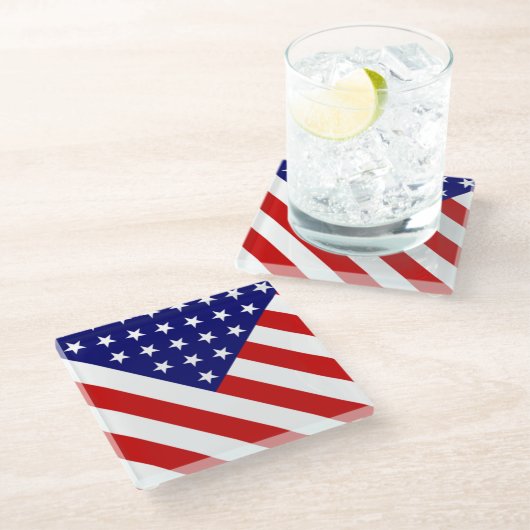 Verenigde Staten Vlag kustgebied Glazen Onderzetter (Schuin)