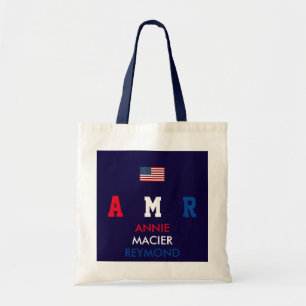 Verenigde Staten vlag monogram gepersonaliseerde i Tote Bag