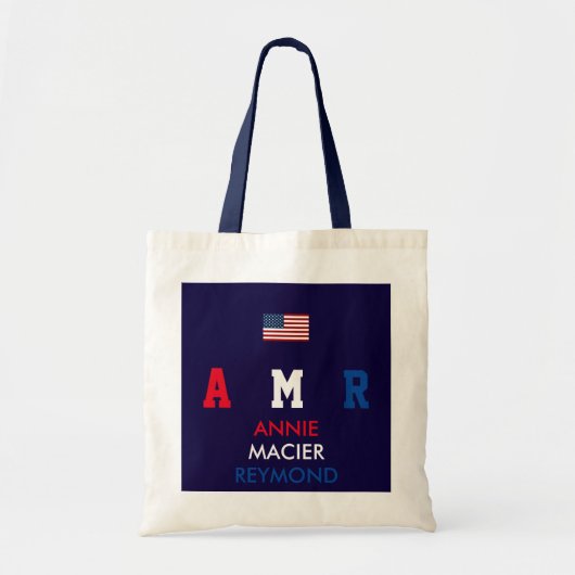 Verenigde Staten vlag monogram gepersonaliseerde i Tote Bag (Voorkant)