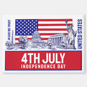 Verenigde Staten Vlag Monument Illustratie Souveni Magneet